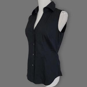 SOLD- Black Sleeveless Button-Up Blouse, Women's S
